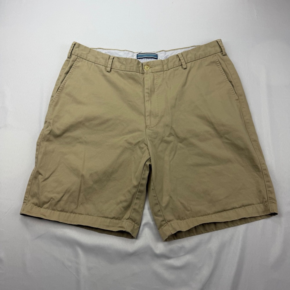 Peter Millar Chino Shorts Mens 38 Tan Khaki Pima Cotton Flat Front Casual Golf